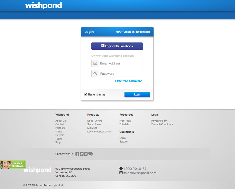 Log in to Wishpond Central