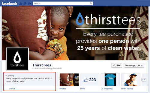 ThirstTees About Text on Timeline example